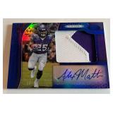 Alexander Mattison RPA RC /99 2019 Certified Freshman Fabric #230, numbered 50/99, Auto Relic Rookie Minnesota Vikings Football Card