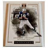 Johnny Unitas /75 2016 Impeccable #31, numbered 14/75 Football Card