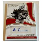 Cris Carter Auto /25 2023 Immaculate Collegiate College Greats Signatures #CGD-CC, numbered 10/25, RARE Minnesota Vikings Signed Football Card