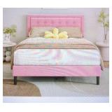 Pink Upholstered Full Size Bed