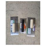 Set of 3 Various Trowels - Including Vinyl Adhesive and Square Notch Trowels