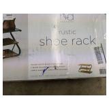 uf - Rustic Shoe Rack with Matte Black Steel Frame