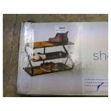 uf - Rustic Shoe Rack with Matte Black Steel Frame