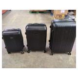 American Flyer Set of 3 Durable Black Luggage Suitcases