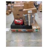 Mixed Lot of Unsold/Damaged/ Missing Parts Items Including Portable Air Tank, Trash Can, Lamp, and More