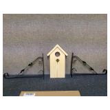 3 - Rustic Wooden Plant Terrarium and 2 Metal Hangers - Made in China