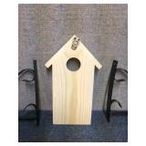 3 - Rustic Wooden Plant Terrarium and 2 Metal Hangers - Made in China