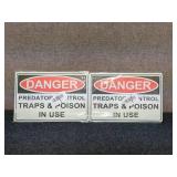 zz1 - Set of 2 Danger Predator Control Signs - Traps & Poison in Use
