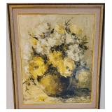 Mid Century Impressionist Art Floral Still Life Oil on Board ~ signed Humphrey