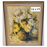 Mid Century Impressionist Art Floral Still Life Oil on Board ~ signed Humphrey