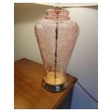 Pink Crackle Glass Jar Table Lamps, pair
