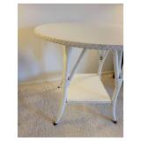 Antique Round White Wicker Ocassional Table