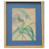 Original Watercolor Framed White Lily Modern Abstract Flower