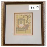 Cat on Cushion Signed and Numbered Print by Pat Bratnober