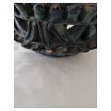 MCM Blue Glaze Terracotta Pou Openwork Vessel, as