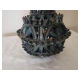 MCM Blue Glaze Terracotta Pou Openwork Vessel, as