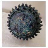 MCM Blue Glaze Terracotta Pou Openwork Vessel, as