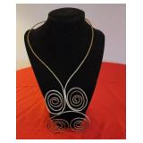 Vintage Big Coiled Brass Collar Necklace