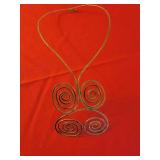 Vintage Big Coiled Brass Collar Necklace