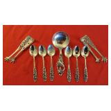 Tele by Mylius Brodrene Norwegian Sterling Demitasse Spoons * Marthinsen Blue Bells Spoon * Valdres Tongs ~ 104 grams