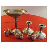 Sterling Silver Tableware Assortment ~ Compote * Candle Holders * Salt & Peppers