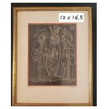 Mid Century Scratchboard Art ~ Monopriest by Sue Kehe