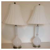 Vintage White Genie Bottle Table Lamps, pair
