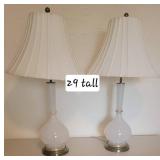 Vintage White Genie Bottle Table Lamps, pair