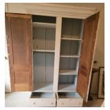 Primitive Folk Art Painted Pantry Cabinet