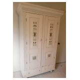 Primitive Folk Art Painted Pantry Cabinet