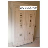 Primitive Folk Art Painted Pantry Cabinet