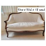 Elegant French Provincial Down Filled Carved Loveseat