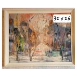 Winter Sun Signed Thorson City Scape Framed Artwork