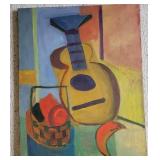 Abstract Oil Still Life ~ Guitar with Fruit Basket by Dana Harmon