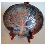 Suri Signed Tree Glazed Ceramic Oval Dish