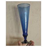 Swirl Cobalt Glass Champagne Flutes