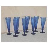 Swirl Cobalt Glass Champagne Flutes