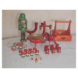 Collection of 1950s Swedish Christmas Decorations (Mushrooms, Nut bowl, Candle Holder)