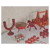 Collection of 1950s Swedish Christmas Decorations (Mushrooms, Nut bowl, Candle Holder)
