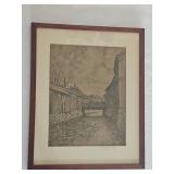 Vintage Pencil Sketch Moat Bridge