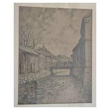 Vintage Pencil Sketch Moat Bridge