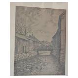 Vintage Pencil Sketch Moat Bridge