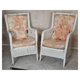 Vintage White Wicker Armchair Set