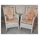 Vintage White Wicker Armchair Set