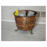 Hammered Copper Cauldron Log Bin