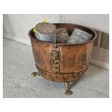 Hammered Copper Cauldron Log Bin