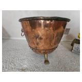 Hammered Copper Cauldron Log Bin