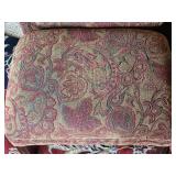 Handsome Wingback Armchairs & Ottomans with Floral Upholstery