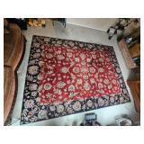 Jaipour Styled Red Oriental Rug with Blue Boarder