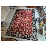 Jaipour Styled Red Oriental Rug with Blue Boarder